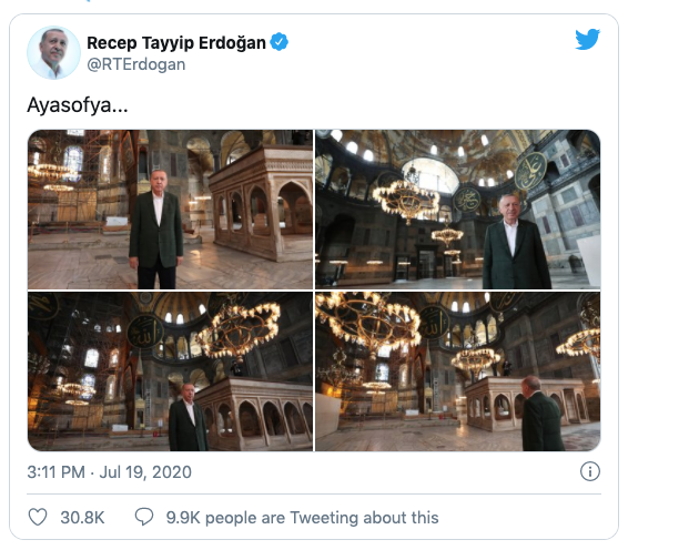 Cumhurbaşkanı Erdoğan Ayasofya Camisi'nde incelemelerde bulundu